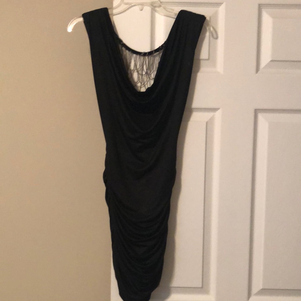 Bebe black dress with chain back